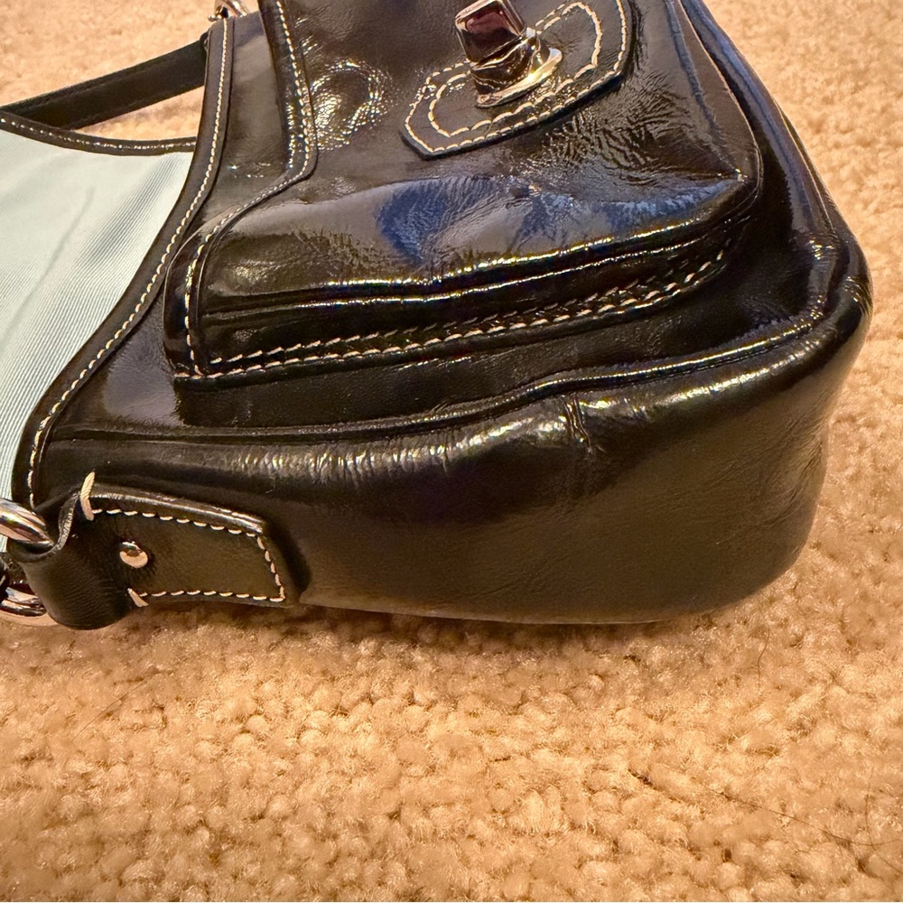 Coach Penny Turn Lock Black Patent Leather Mini Shoulder Bag - Picture 15 of 16